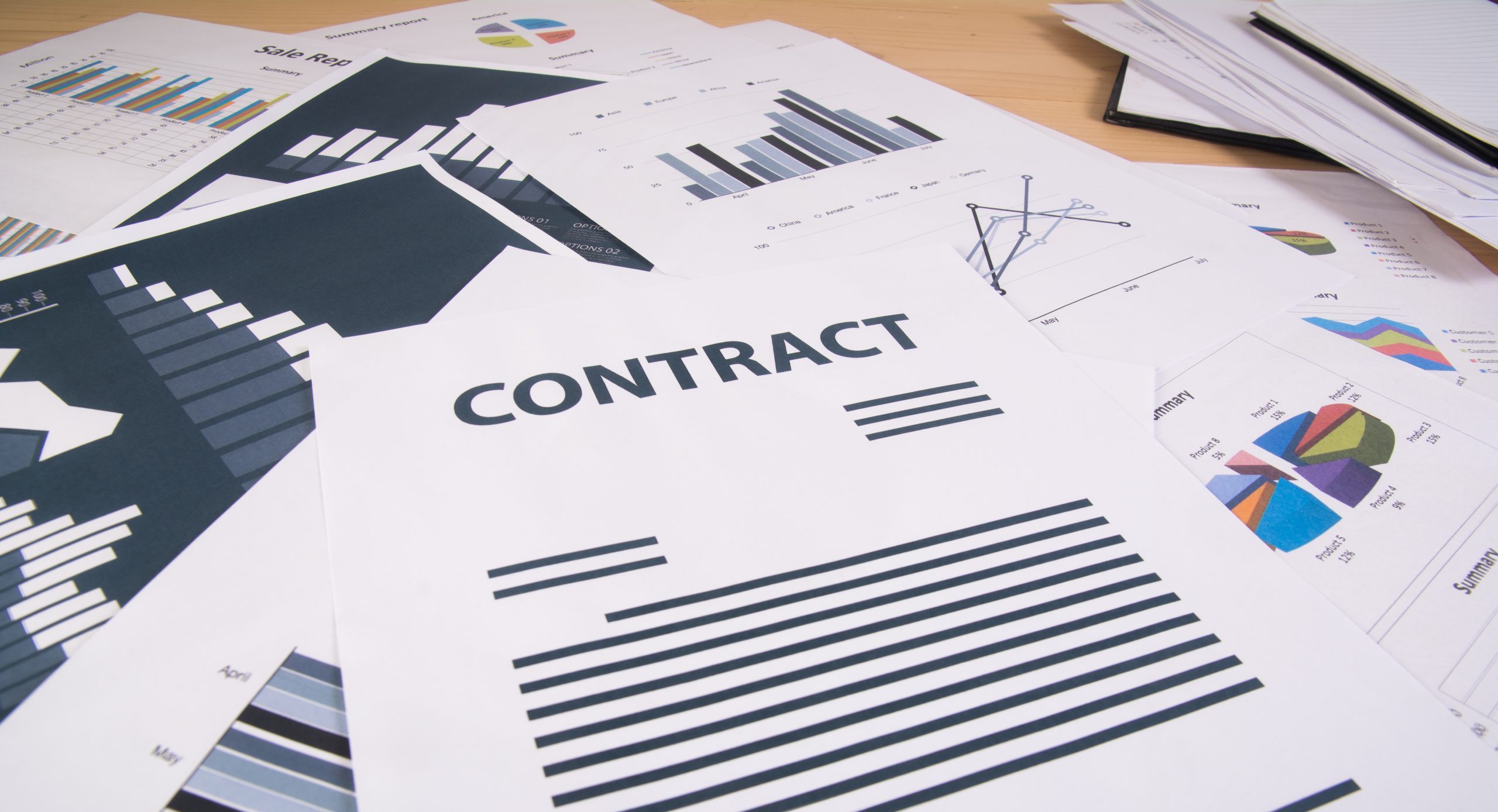 business report graphs charts business concept