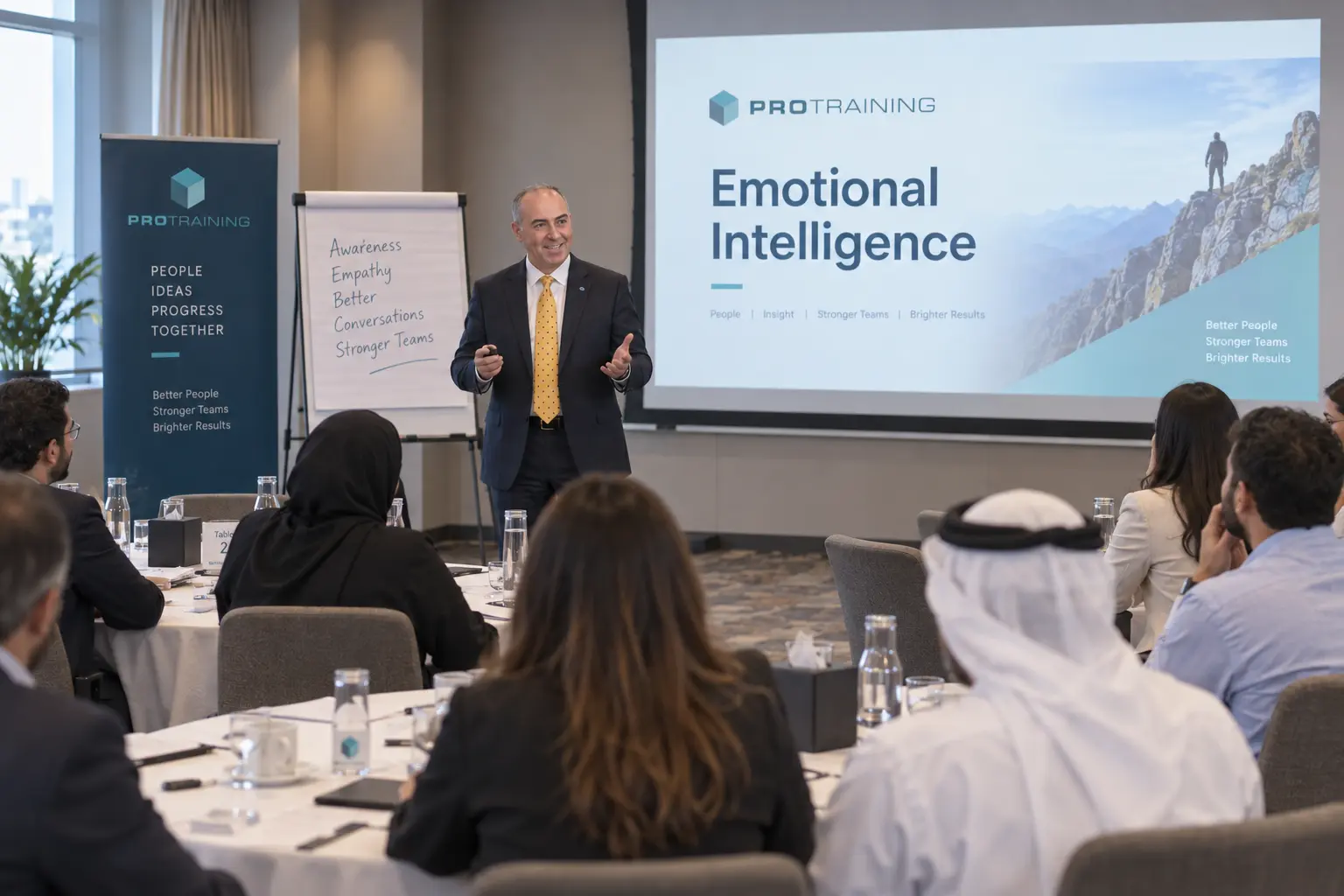 PROTRAINING facilitator delivering an emotional intelligence workshop in Dubai