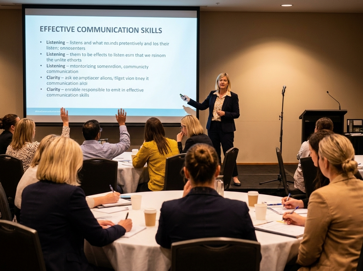 PROTRAINING facilitator leading an interactive communication skills workshop